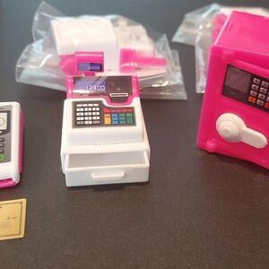 Miniature Pink and White Toy Cash Register Set